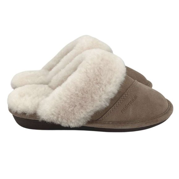 Nuknuuk | Women's Leather Slippers | Taupe Grey | Size 7 - Picture 4 of 6